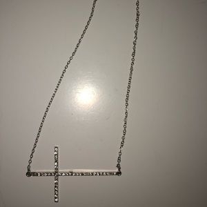Silver diamond cross necklace